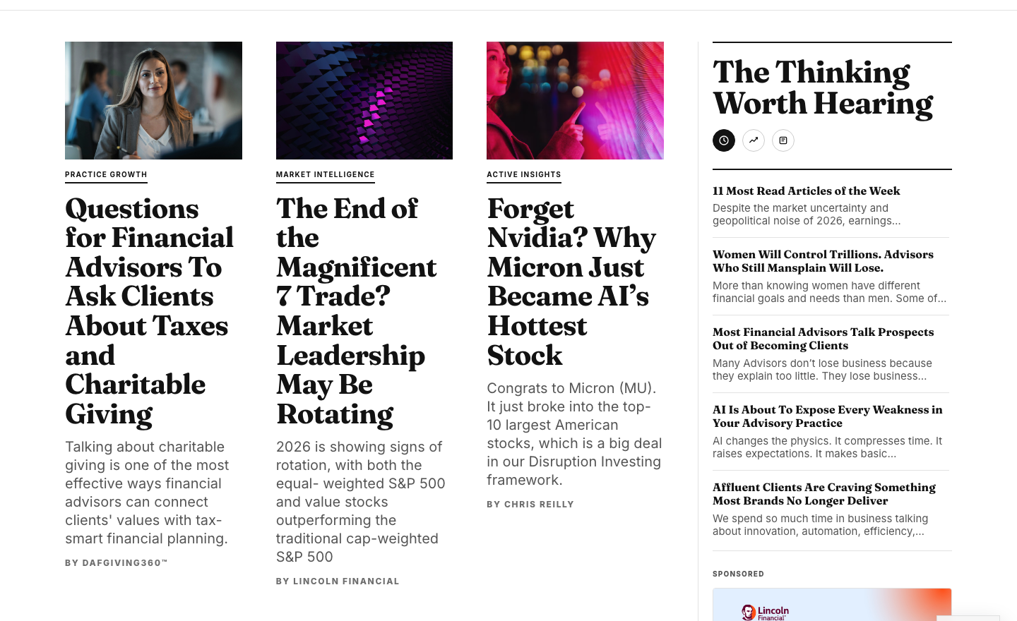 PowerAdvice homepage editorial layout